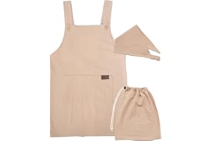 [ニシキ] キッズエプロン 子供用 ３点セット (エプロン 三角巾 巾着袋) 綿100％ 肌に優しい 薄手 男の子 女の子 ポケット付き (100cm～120cm/120cm～140cm/140cm～160cm)