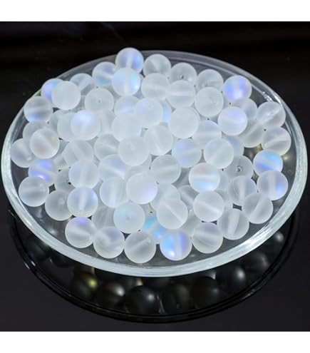 River Valley Gems Matte Purple Mystic Aura Round Beads – 15 Strand Mermaid Glass Moonstone Mix