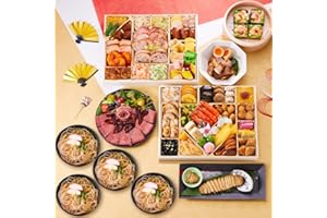 （12月31日着） 板前魂の七福神ジャパン 板前魂 おせち 特大9.8寸重箱 和洋中 二段重 福良鮑（あわび） ローストビーフ 海鮮おこわ 豚角煮 年越そば付 4～5人前 54品目