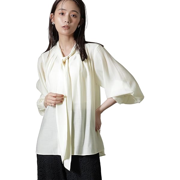 未使用　ナノユニバース　ジョーゼットボウタイブラウス　リボン　24SS 星玲奈 星玲奈 × NANO universe 」ジョーゼット ボータイ ブラウス