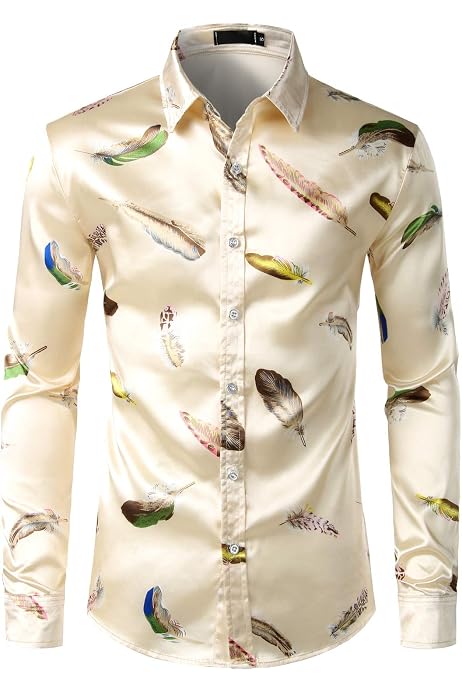 ZEROYAA Men's Hipster Gold Embroidery Mandarin Collar Shirt – Slim Fit Short Sleeve Casual - View #8