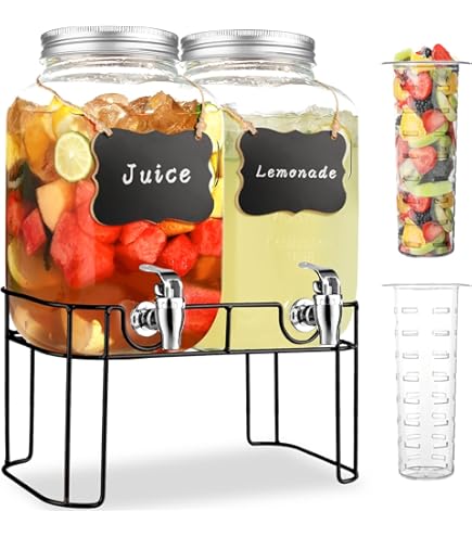 2-PACK Capri Drink Dispenser - Glass Beverage Dispenser, 100% Leakproof Spigot Perfect For - View #4