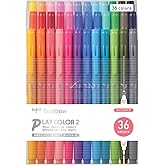 トンボ鉛筆 水性 サインペン 36色 (太&細ツインタイプ) カラーペン プレイカラー2 GCB-013