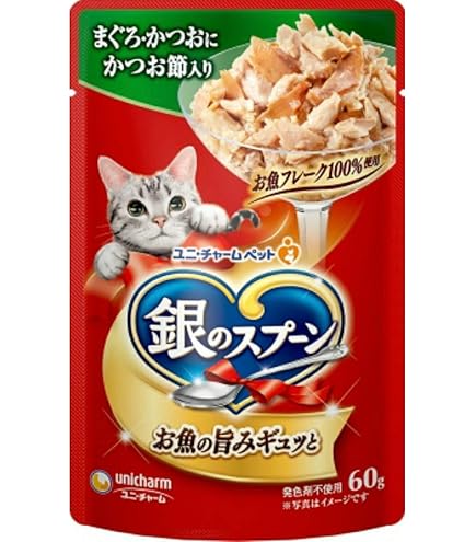 銀のスプーン　パウチ　まぐろかつおにささみ入　60g 12袋入　１０箱　１２０袋 Amazon.co.jp: 銀のスプーン パウチ まぐろ・かつおにささみ入り