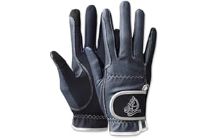 乗馬用品 高機能タイトフィット合皮グローブ ネイビー／シルバー 乗馬 馬具