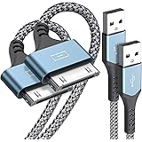 30ピン Dockケーブル【1m+1m 2本セット】USB充電ケーブル iPodケーブル 同期ドックコネクター データケーブル iPhone4 / 4S/ 3GS / 3G/iPad/iPod touch/iPod nano/iPod classic