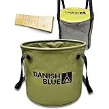 【キャンプインストラクター監修：兵庫発ブランド】30L 折りたたみバケツ 底板・物干しネット付き DANISH BLUE®【ソコイタバケツ＆ネット】多用途で使用できる理想的な折りたたみバケツを作りました キャンプ バケツ 大容量 カゴ 自立式 片手持