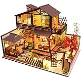 moin moin ドールハウス ミニチュア 手作りキット セット 和風 日本の家 【 英語説明書 付属 】 豪邸 秋 もみじ 紅葉 二階建て | 大型 | LEDライト (日本家屋) 2006DH160