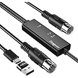 Fasgear USB C MIDIケーブル Type C - USBアダプター付き 6フィート Type C - インアウト MIDIケーブル 音楽キーボード ピアノ - PC ノートパソコン MIDI - USB Cインターフェースコンバーター 