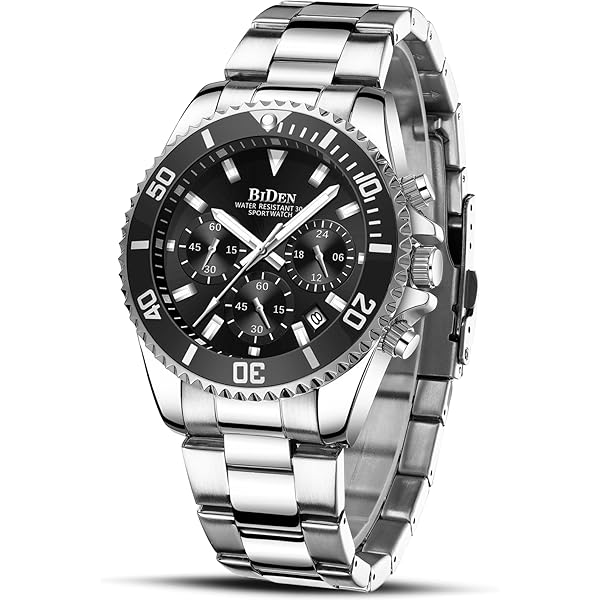 Amazon | BIDEN メンズ腕時計 クロノグラフ ゴールド ブルー