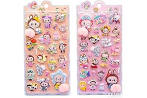 loong おしりぷにぷにシール かわいい ぷくぷく キャラクター 3D マシュマロ ふわふわ もちもち もっちりスクイーズ ステッカー シール帳 デコレーション 2セット008