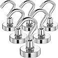 MIN CI Magnetic Hooks Heavy Duty,35lb+ Powerful Magnetic Wall Hooks for Hanging, Neodymium Metal Magnets with Hooks Large Mag