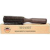 SHASH (シャッシュ) ボアブリストルヘアブラシ 猪毛ヘアブラシ ナチュラルウッド・猪毛100％使用 ヘアブラシ 男女兼用 細毛～普通の髪質用 ドイツ製 (Black)