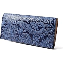 Amazon | [バギーポート] 長財布 藍染めレザー+ペイズリー柄型