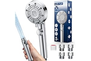 シャワーヘッド マイクロナノバブル 強力水流【ナノバブルSPA・増圧アップ・90%節水・美髪・毛穴洗浄・5段階モード】 肌ケア 毛穴汚れ除く 高水圧 超微細泡シャワー 手元止水 広面板 美肌 頭皮ケア ミストシャワー ヘッド うるおい 保温 肌ケア 浴室掃除対応 軽量設計 工具不要 簡単取付 4種アダプター 全規格対応（K/M/T/G型）（K/M/T/G型）