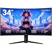 Amazon.co.jp: KOORUI 湾曲ゲーミングモニター 34インチ 240Hz 曲面