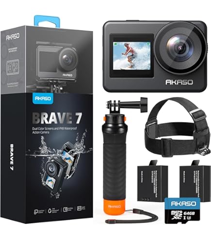 Amazon | AKASO Brave 7 LE アクションカメラ 4K 20MP IPX7本機防水