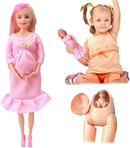 Amazon | Dollcube 6人家族人形セット 妊娠中のお母さんとお父さんと3