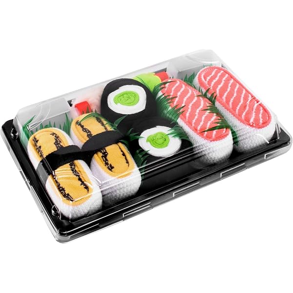 5 Paia Di Calzini Originali In Cotone Per Uomo E Donna, Fantasia Sushi E Avocado, Taglia Unica 7-12
