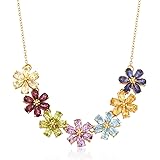 Ross-Simons 6.90 ct. t.w.マルチストーンフラワーネックレス 18ktゴールドオーバースターリング
