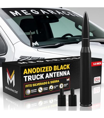 Antenna A Proiettile Ronin Factory Per Chevy Silverado E GMC Sierra (2007-oggi) – Corta, Antifurto TuffLock, M6/M7 - 4