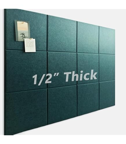 DECORITA Black Cork Board 48"x36" - 12 Pack Felt Wall Tiles With Safe Removable Adhesive Tabs, Large Cork Board