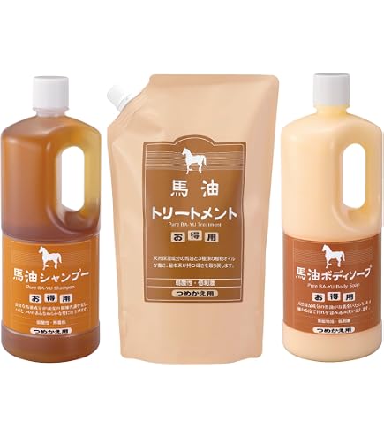 Amazon | アズマ商事の 馬油シャンプー トリートメント ボディソープ