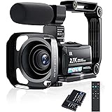 ビデオカメラ Rosdeca 2.7k HDR 36MP デジタルビデオカメラ ズーム16倍 ウェブカメラ機能 最大128GB対応 IR赤外線暗視機能 デジタル補正 270度回転画面3.0インチタッチモニター 外部マイク 予備バッテリーあり 安定ハン