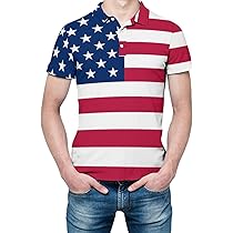 チャンピオン　ゴルフ　半袖ポロシャツ　アメリカ星条旗柄ビッグロゴ　メンズMレア柄 チャンピオン ゴルフ 半袖ポロシャツ アメリカ星条旗柄