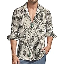 Amazon.co.jp: お金アメリカの百ドル札 メンズ長袖シャツ 快適な 