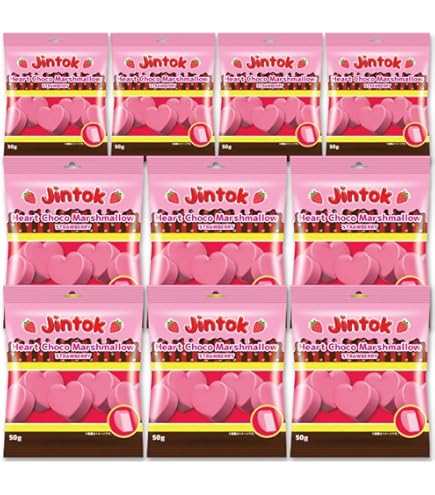 Amazon.co.jp: ジントック ハートチョコマシュマロ いちご味 50g 4袋
