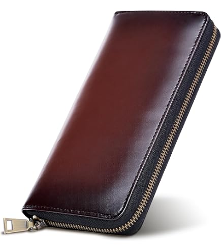 Amazon.co.jp: 万双 コードバン 二つ折り財布 小銭入れ付 ボルドーの