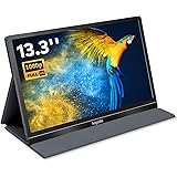 モバイルモニター 13.3インチ モバイルディスプレイ pc モニターKogoda IPSパネル 薄い 軽量1920x1080 FHD USB Type-C/mini HDMI/スタンド付 ブラック PSE認証済み(ブラック)