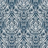 【サンプル専用】貼ってはがせるシール壁紙 NuWallpaper　 Bohemian Damask Indigo Peel and Stick Wallpaper / NU1689