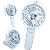 Solcy ハンディファン ミスト 折りたためる ネックストラップ付き 大風量 静音 扇風機 卓上ファン Type-C 高速充電 2000mAh 11時間連続稼働 3段階調整 屋外作業 スポーツ観戦 お出かけに最適 Blue [並行輸入品]