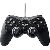 エレコム ゲームパッド 高耐久ボタン(日本メーカー製)採用 300万回耐久試験クリア 12ボタン 振動・連射機能搭載 ブラック JC-FU2912FBK