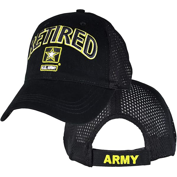 黒い軍用キャップ 金色エンブレム付き Amazon | kys U.S. Army エンブレム付き退職キャップ ブラック