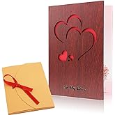 Creawoo Handmade Walnut Wood Love Greeting Card with Unique Gift Card Box The Best Valentine's Day, Anniversary Birthday Gift