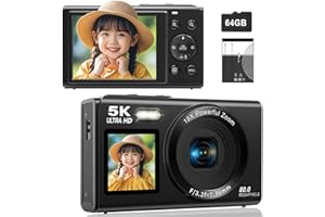 デジカメ5K動画8000万画素 30FPS デジタルカメラ WIFI転送機能64GB TFカード付き 自撮り18Xデジタルズーム前 2.8インチ 後ろ1.5インチIPSスクリーン AFオートフォーカス 充電式YouTubeカメラ 初心者向け ウェブカ
