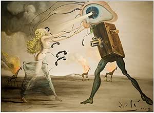 Amazon Spiffing Prints Salvador Dali バーニングキリンと電話 ミディアム アーカイブマット フレーム入り インテリア オンライン通販