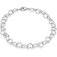 Miabella Sterling Silver Italian 7x5mm Rolo Heart Chain Bracelet for Women 925 Italy 6.5, 7, 7.5, 8 Inch…