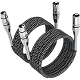 XLR Cable 5M-2 Pack, FIBBR Microphone Cable Nylon Braided XLR Male to Female Heavy Duty Balanced Microphone Cord Compatible w