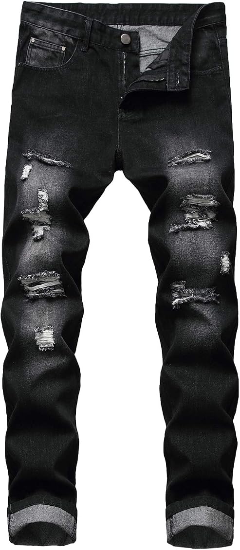 QIMYUM Mens Ripped Jeans, Distressed 