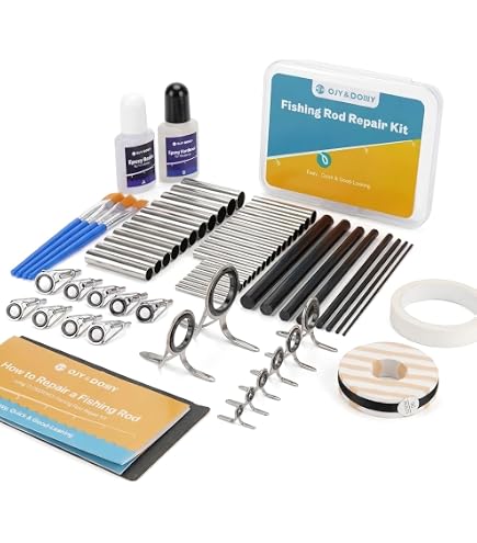 FishTrip Fishing Rod Repair Kit Complete with Epoxy,10pcs Carbon Fiber Sticks Pole Building Kit, AB Glue, Wrapping Thread for Saltwater Freshwater Spinning Casting Rod Sports, Fitness & Outdoors