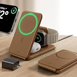 ESR 3in1 MagSafe充電器 折りたたみ式磁気ワイヤレス充電器 MFi認証 Apple Watch公認充電器 トラベル充電ステーション（HaloLock） 持ち運び可能アップルウォッチ充電器 iPhone 17e/17/16/15/14/13/12用 AirPods Pro/3/2用 調節可能な2wayスタンド ブラック