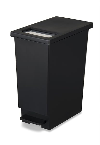 新輝合成 トンボ ユニード ゴミ箱 45リットル ふた付き 蓋を開けずにごみを捨てられる プッシュタイプ ペダル式 ブラック 幅26.5×奥行45.5×高さ55.5cm 45S 日本製 - 1