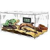 トカゲ ケージ 爬虫類 ケージ 爬虫類 飼育ケース 温度湿度計付き 爬虫類テラリウムタンク 昆虫飼育ケース 透明 通気ケージ 給餌箱 飼育容器アクリル 換気が良い 給餌ケージ ボックス 亀 トカゲ ヤモリ 蜘蛛 サソリハリネズミ ヘビ カエル 小型ヘ