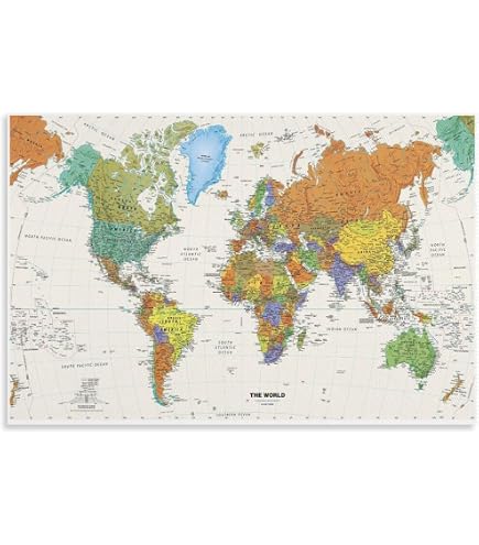 Amazon.co.jp: 世界地図 ポスター 世界全図 学習地図 キャンバス
