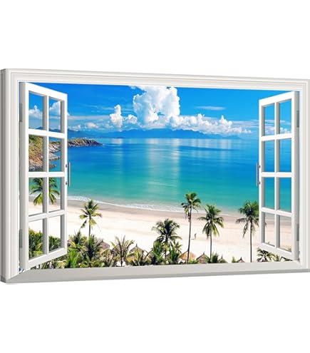 Amazon.co.jp: 海の絵 キャンバス アート パネル ビーチ 車 夏 サマー