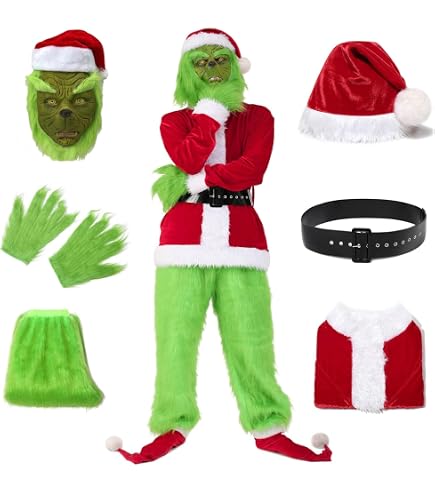 Amscan Weihnachts-Elfen-Kostüm Für Damen - Deluxe Set Mit Oberteil, Gürtel & Mütze In Grün/Rot